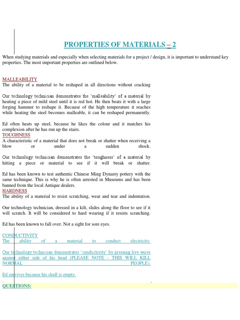 Properties of Materials 2: Malleability | PDF