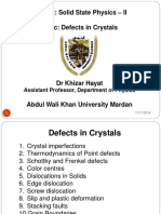 Subject: Solid State Physics - Ii Topic: Defects in Crystals