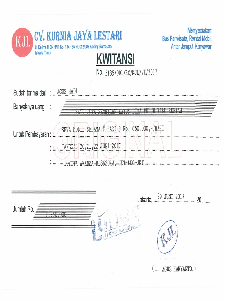 Kwitansi Mobil Jakarta | PDF
