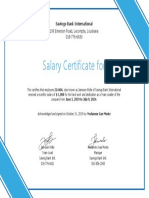 Salary Certificate For Bank