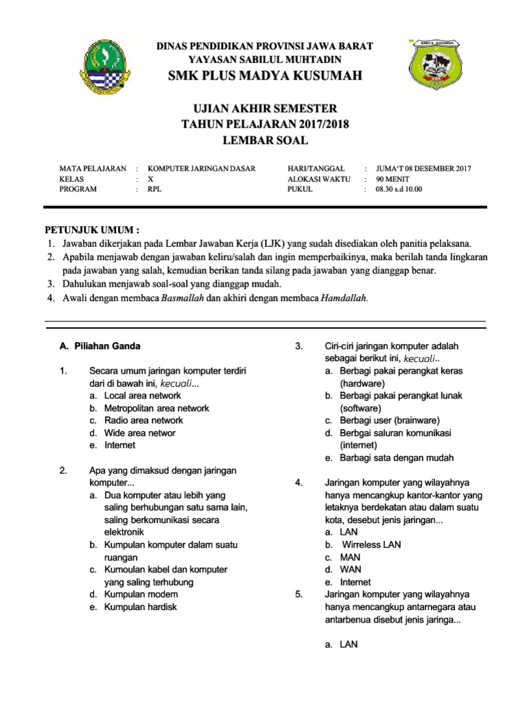 Soal Uas Komputer Dan Jaringan Dasar Pdf