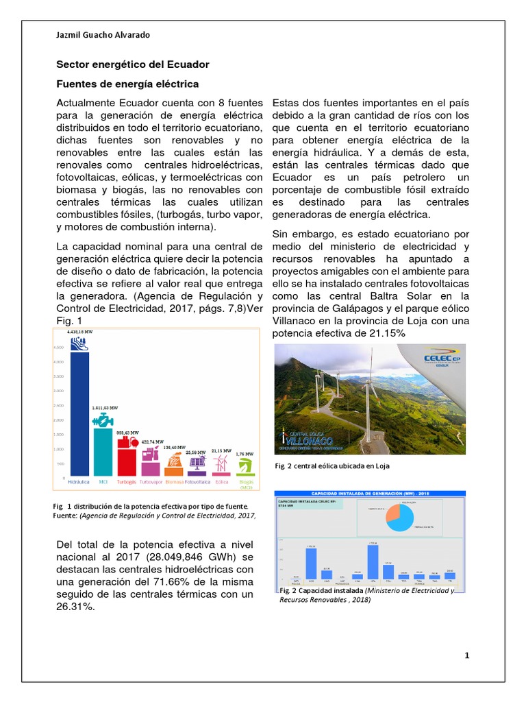 Energía Electrica de Ecuador PDF | PDF | Energía renovable | Generación ...