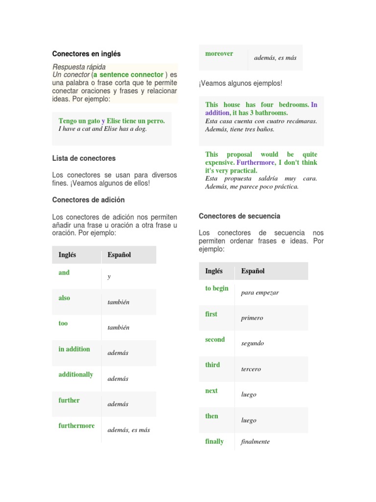 Conectores en Inglés | PDF | Idioma en Inglés | Lingüística