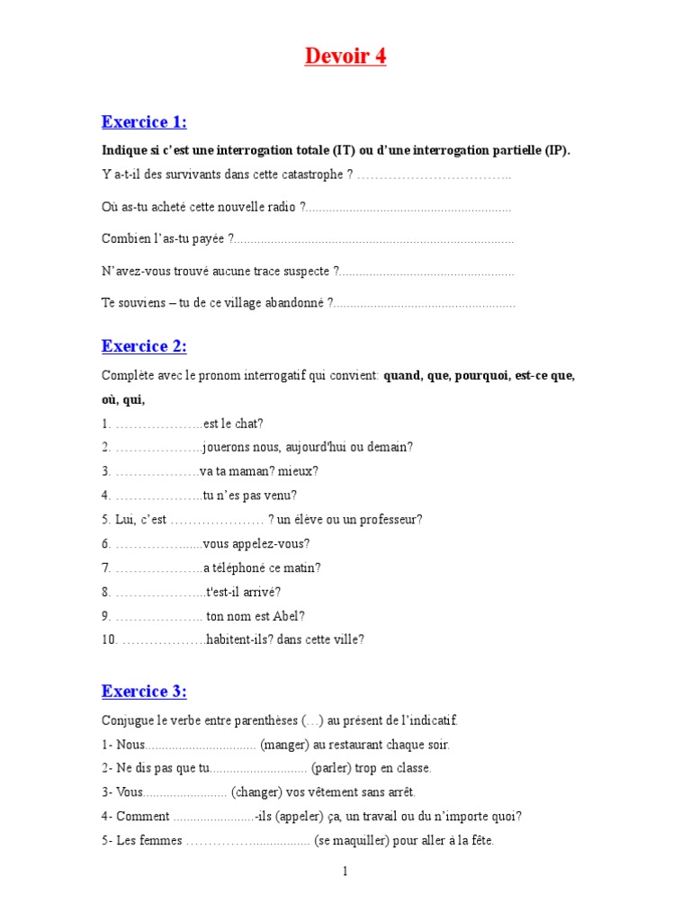 Exercices Du Devoir 4 | PDF