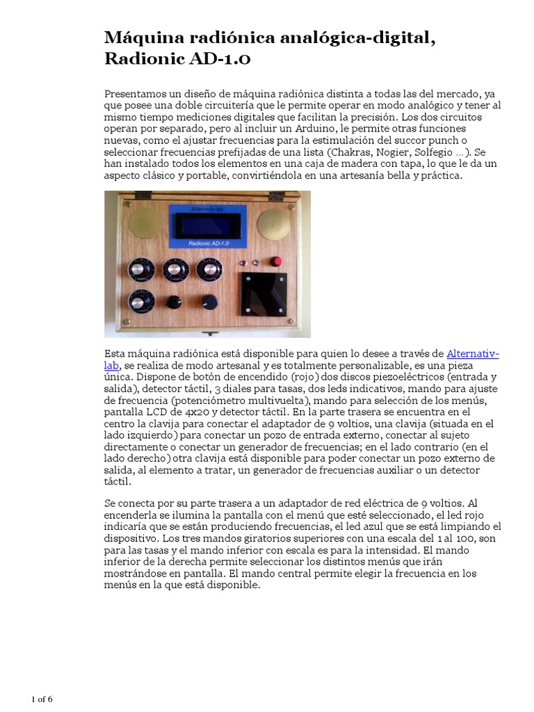 Máquina Radiónica AD-1.0 Analógica-Digital | PDF | Diodo emisor de luz ...