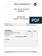 Digital Logic For Computers (ACOE161) : Experiment #8 Flip-Flops - Pre-Lab Report