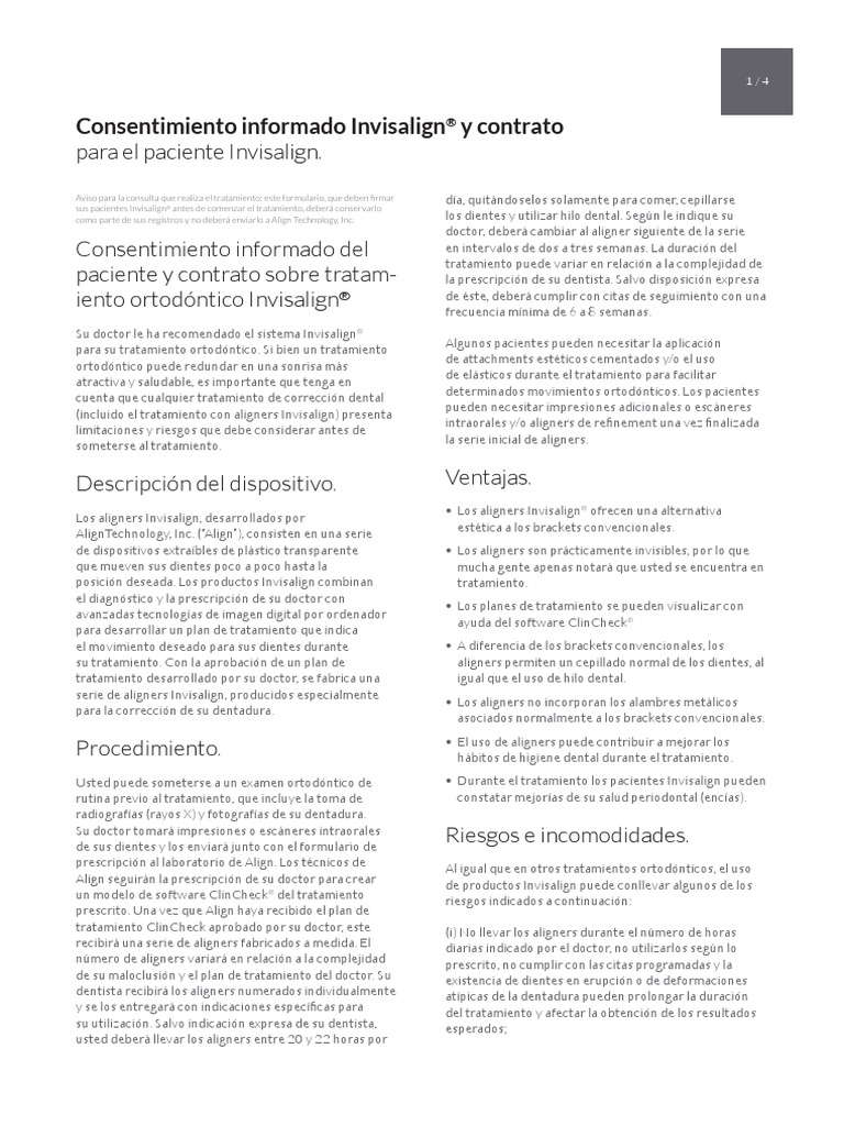 Consentimiento Informado Invisalign | PDF | Odontología ...
