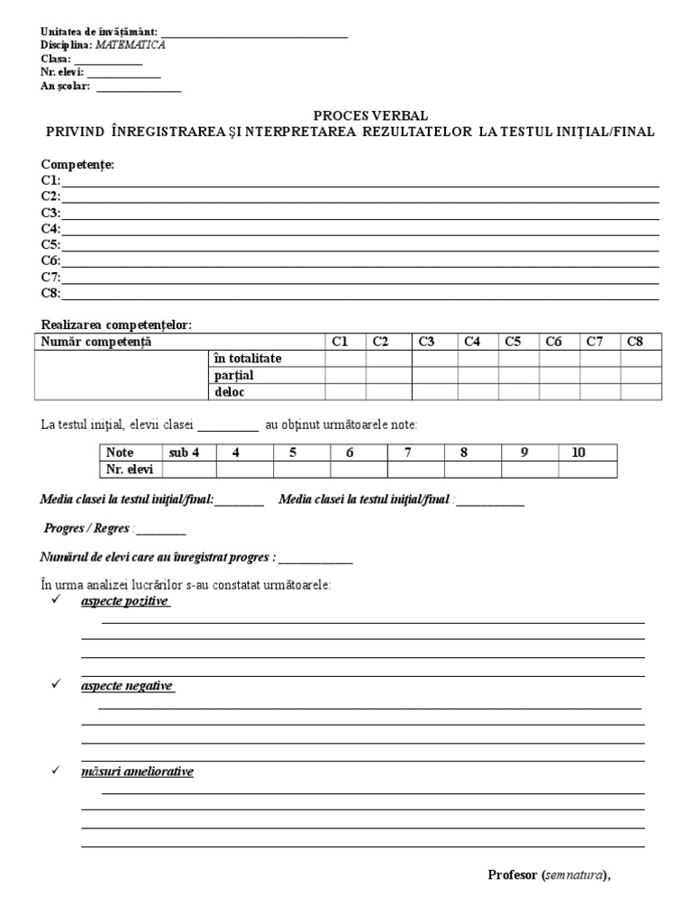 Interpretare Test Final | PDF
