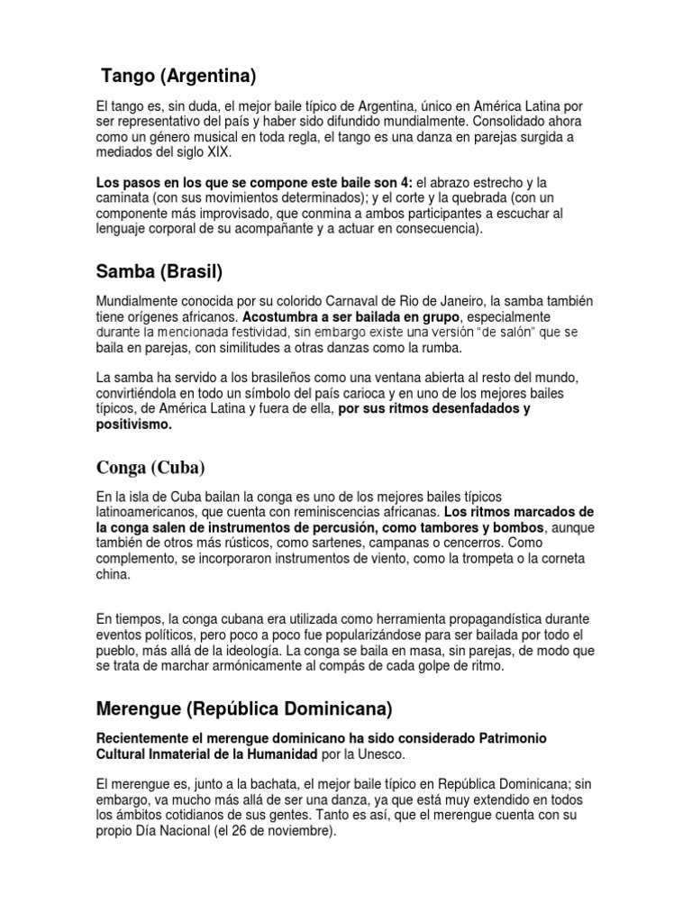 El Tango: Danza Típica de Argentina | PDF | Musica Tango | Bailes