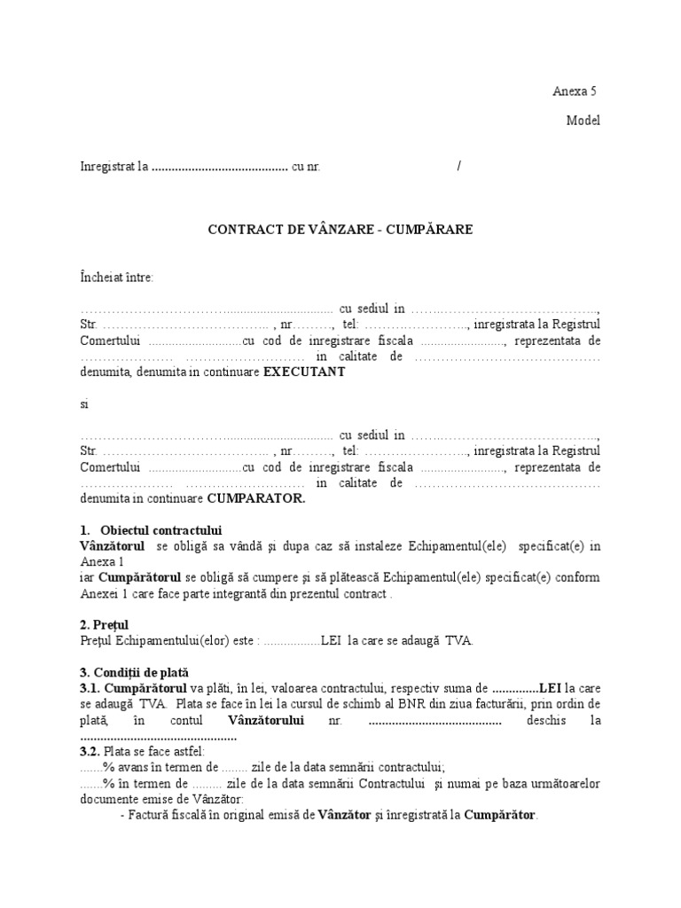 Anexa 5 Model Contract V Nzare Cump Rare