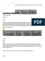 Análisis grafométrico de la letra y firma de Julieth Rincón