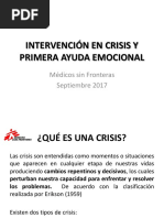 Intervención en Crisis y Primera Ayuda Emocional