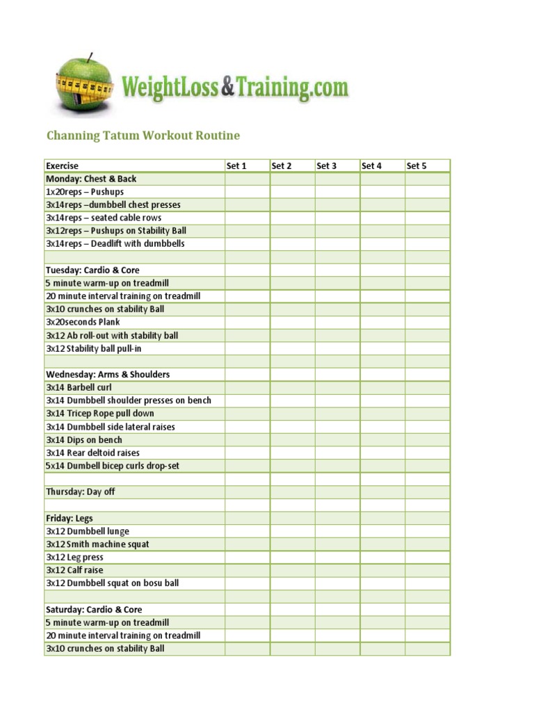 Channing Tatum Workout Routine PDF | PDF