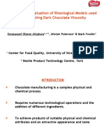 Comparative Evaluation of Rheological Models Used For Evaluating Dark Chocolate Viscosity