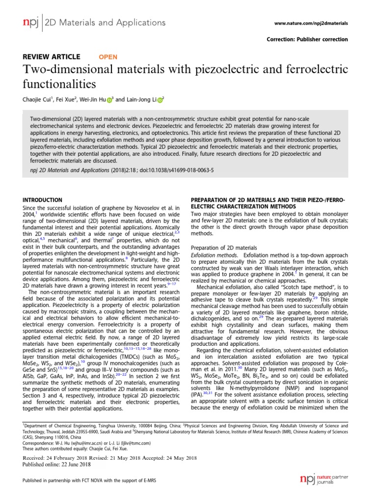 2D Materials With Piezoelectric and Ferroelectric Functionalities | PDF ...