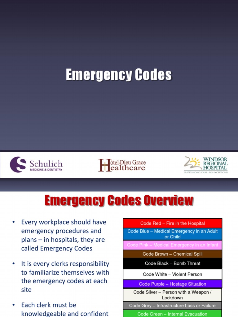 Schulich Emergency Codes 17 Emergency 9 1 1