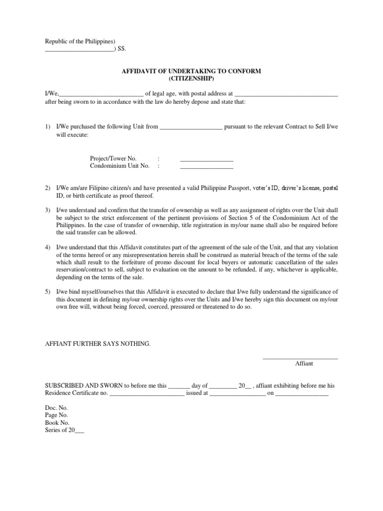 Annex a - Affidavit of Undertaking to Conform - Ver 20180709 ...