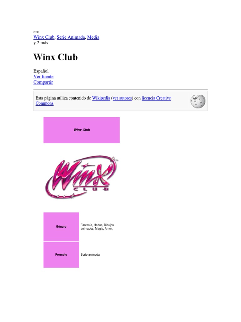 Winx Club: Historia y Personajes | PDF | Ocio