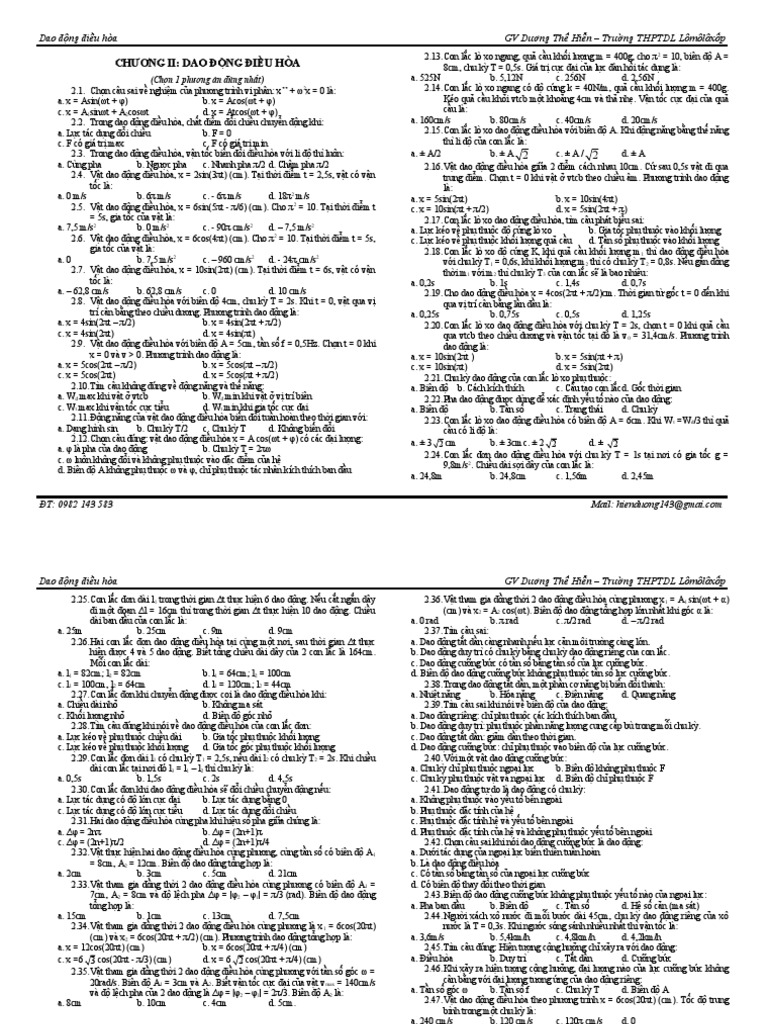 Chuyen de Trac Nghiem - Chuong 2 | PDF