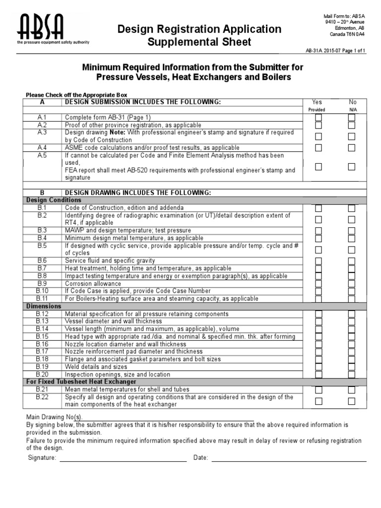 Design Submission Requirements Checklist | PDF | Heat Exchanger | Boiler