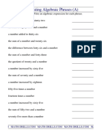 Algebra Translating Algebraic Phrases 001 PDF