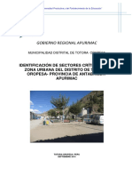 Identificacion de Sectores Criticos en La Zona Urbana Del Distrito de Totora Oropesa