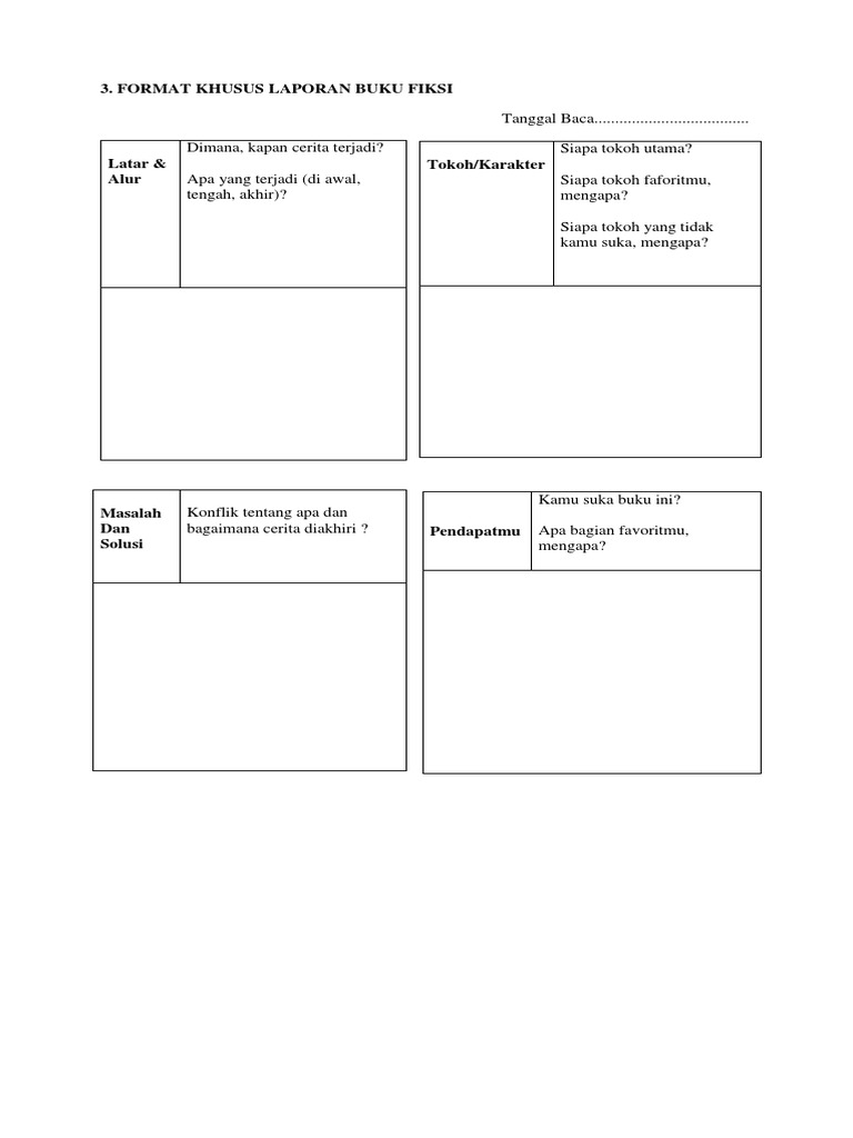 Format Khusus Laporan Buku Fiksi Pdf