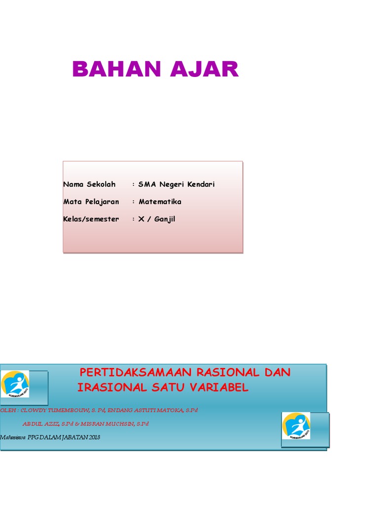 Bahan Ajar Kd 3 2 Pert Rasional Irasional
