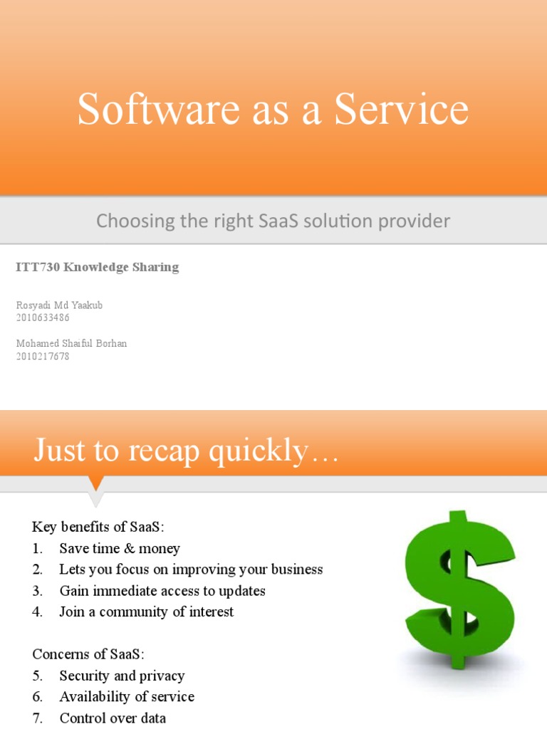 Software As A Service: Choosing The Right Saas Solution Provider | PDF ...