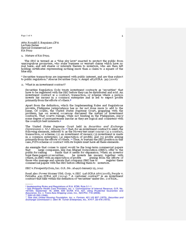 An Analysis of Key Concepts in the Philippines' Securities Regulation