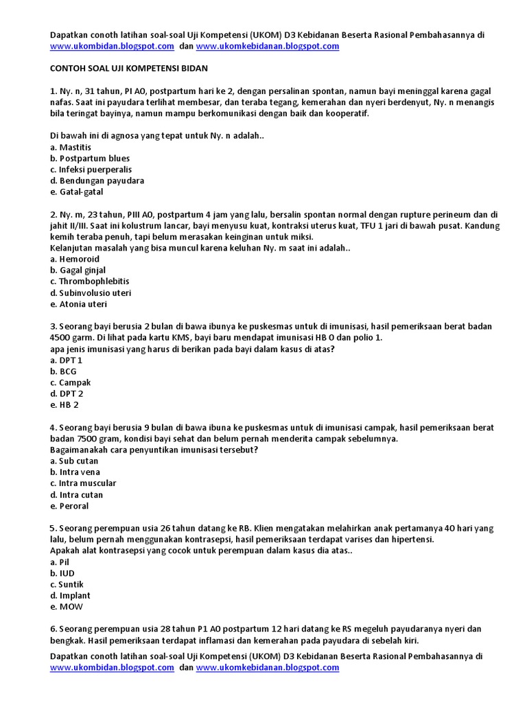 Contoh Soal Uji Kompetensi D3 Gizi Contoh Soal Terbaru