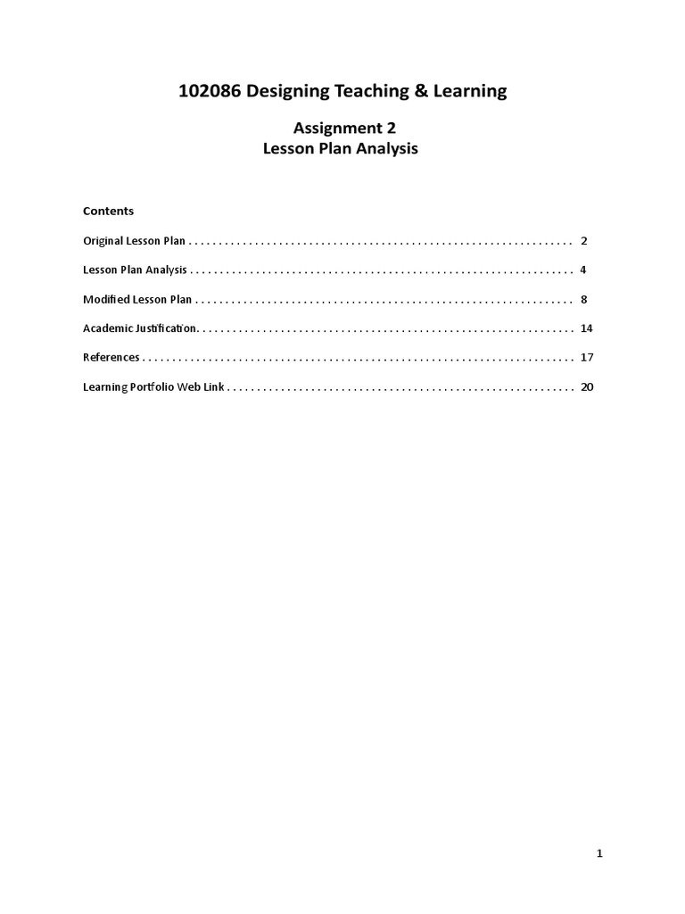 James Hagarty 16137165 DT L Assignment 2 | PDF | Lesson Plan ...