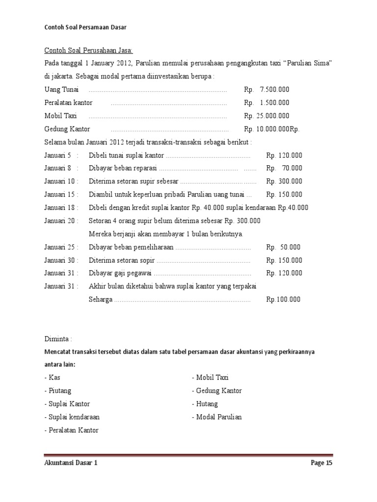 3 Contoh Soal Persamaan Dasar