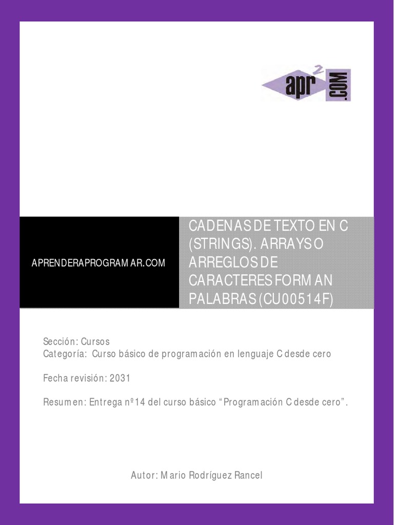 Cadenas de Texto Strings | PDF | C (lenguaje de programación ...