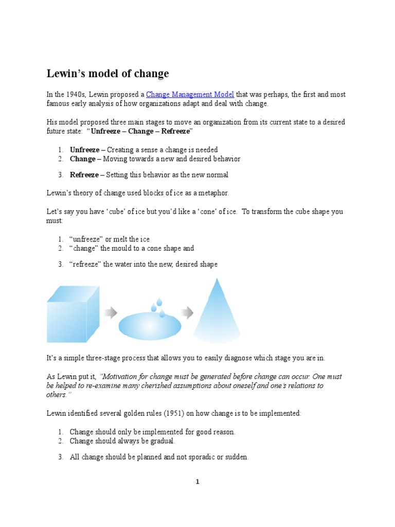 Lewin Model | PDF | Motivation | Motivational