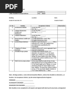 Checklist for Beam Bottom