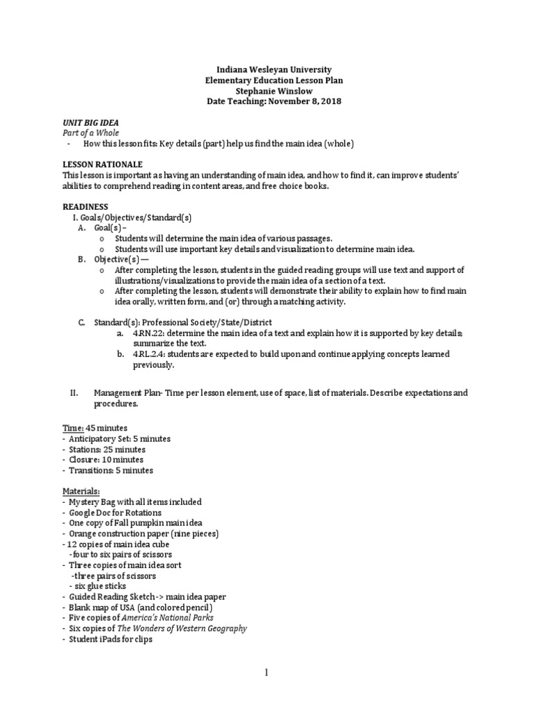 4th Grade Guided Reading Lesson Plan | PDF | Reading (Process ...