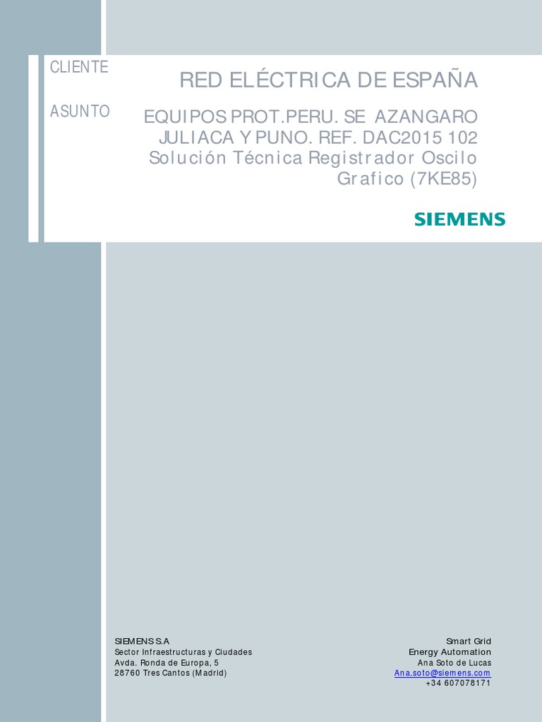 Solución Técnica 7KE85 para REDESUR2 | PDF | Corriente eléctrica ...