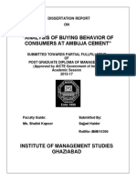 "Analysis of Buying Behavior of Consumers at Ambuja Cement": A Dissertation Report ON