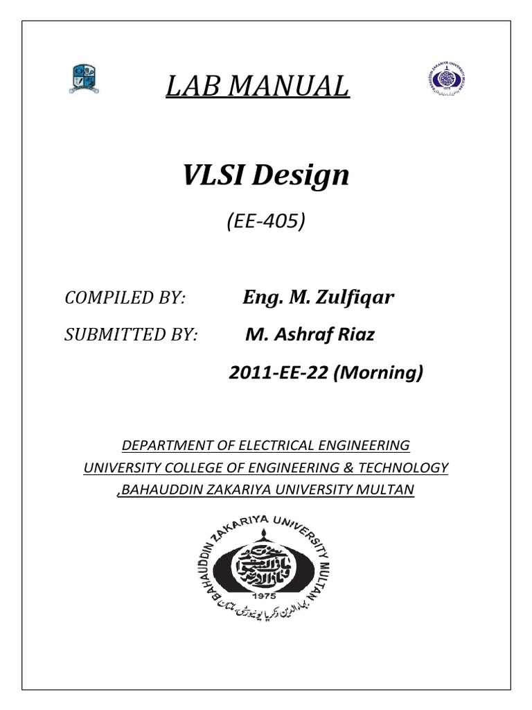 VLSI Design Lab Manual EE-405 | PDF | Computers