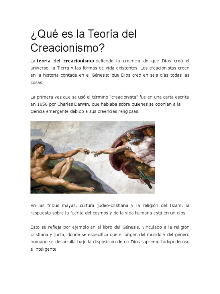 Qué Es La Teoría Del Creacionismo Creacionismo Abiogénesis