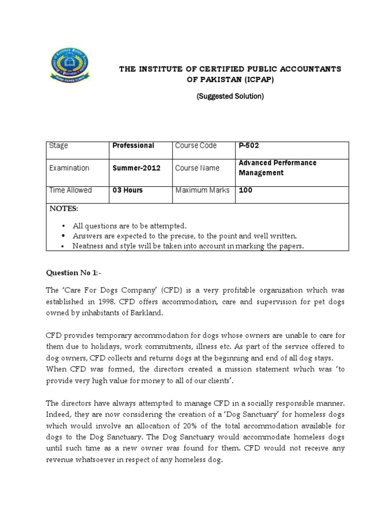 ICPAP Advanced Performance Management Exam | PDF | Risk | Franchising