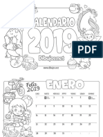 Calendario Infantil 2019 para Colorear