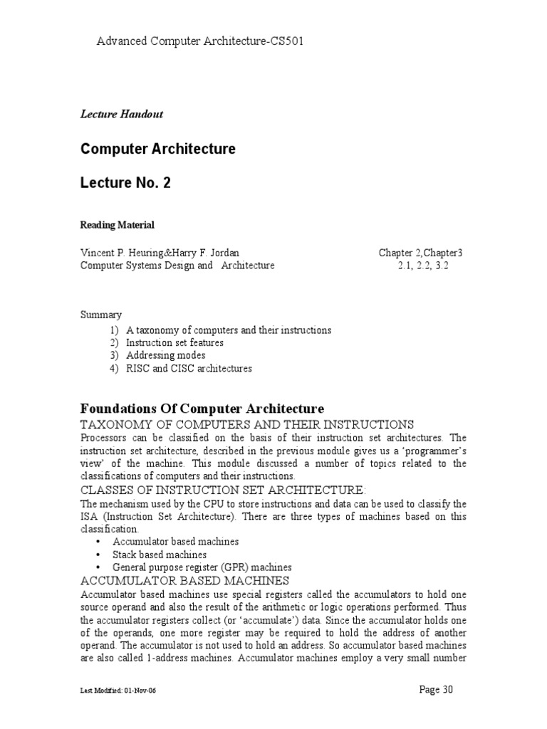 Instruction Set Architecture (ISA) Notes | PDF | Central Processing ...
