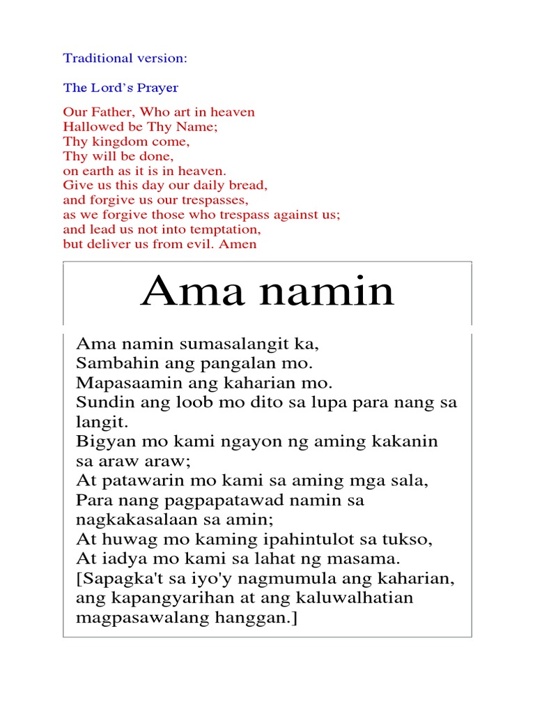 PrayersOrPanalangin - Our Father - Ama Namin - The Apostle - Screed