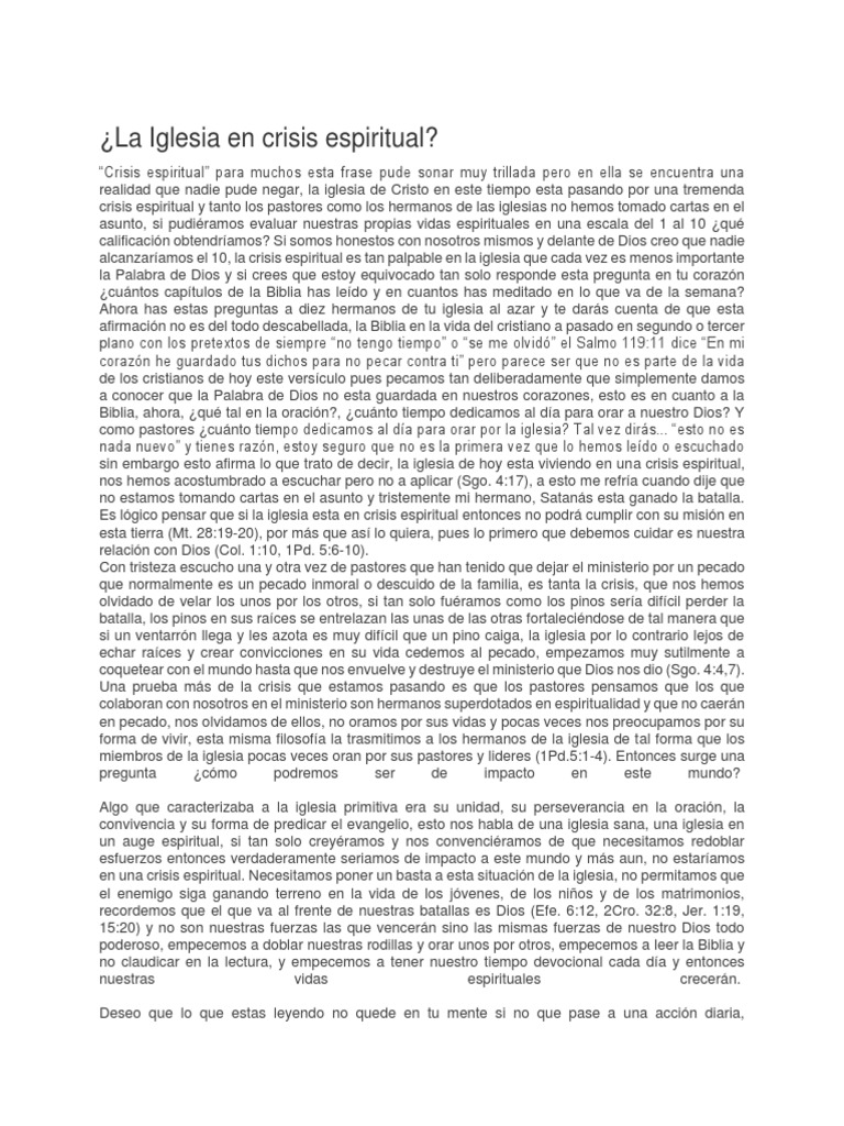 Crisis espiritual en la iglesia actual | PDF | Oración | Cristo (título)