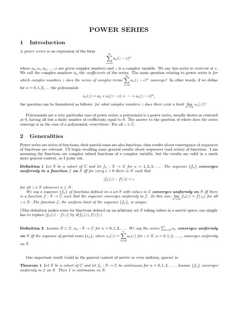 Power Series | PDF | Series (Mathematics) | Power Series