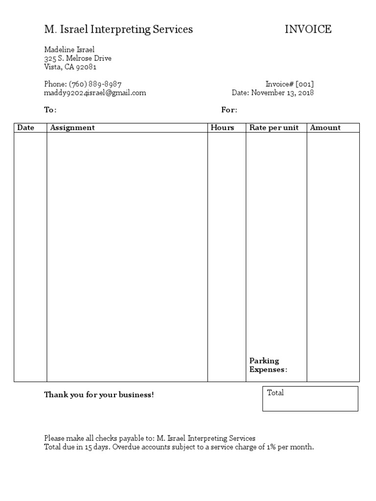 ASL Interpreting Services Invoice | PDF