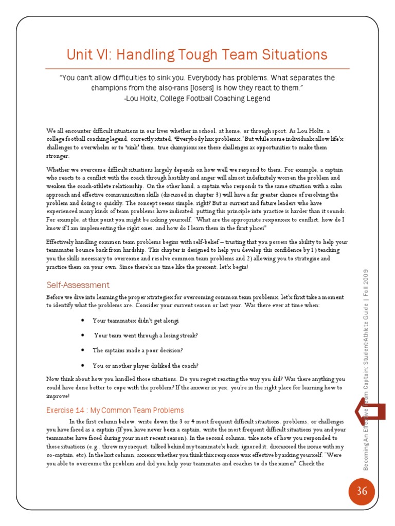 Becoming An Effective Team Captain - Student-Athlete Guide | PDF ...
