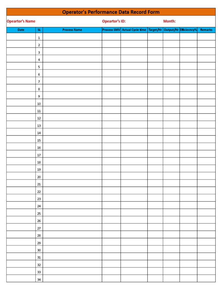 Operator Performance Data Record Form | Download Free PDF | Computing ...